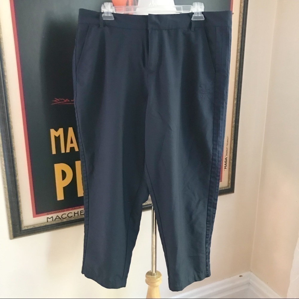 Adidas Originals Legend Ink Cropped Track Pants Navy Blue Size Large Athleisure